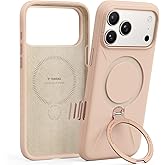 TORRAS Q3 Silicone 360 Spin for iPhone 17 Pro Case with Stand, Fit for MagSafe, Magnetic Ring Kickstand with Camera Control, Liquid Silicone Rubber Soft Phone Case for iPhone 17 Pro 6.3'', Bliss Pink
