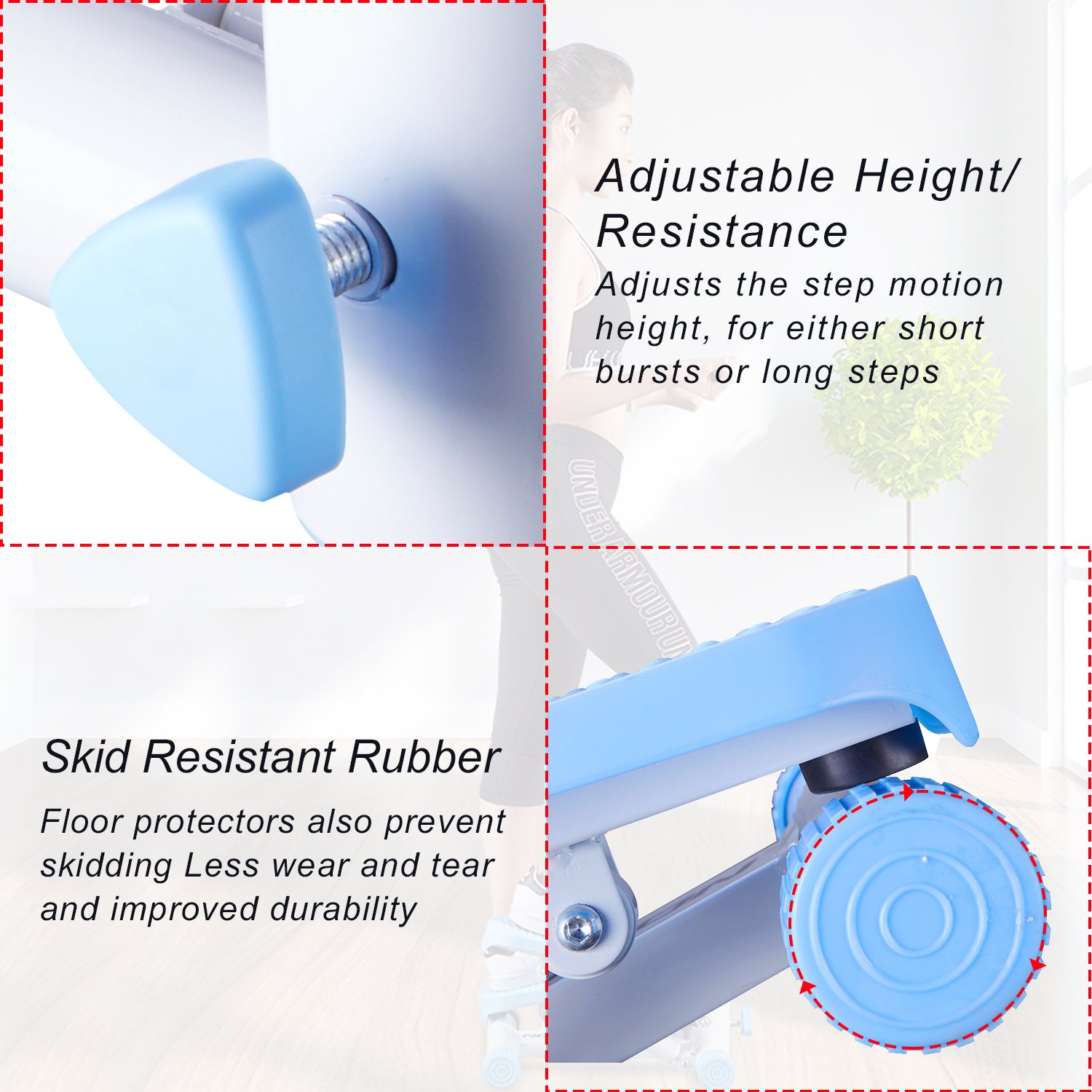 HARISON Stand Up Mini Stair Stepper Machine Home Cardio Stepper Twister Step for Standing Desk, Adjustable Height Fitness Gift with 1 AA Batteries, Easy Assemble, 306C+