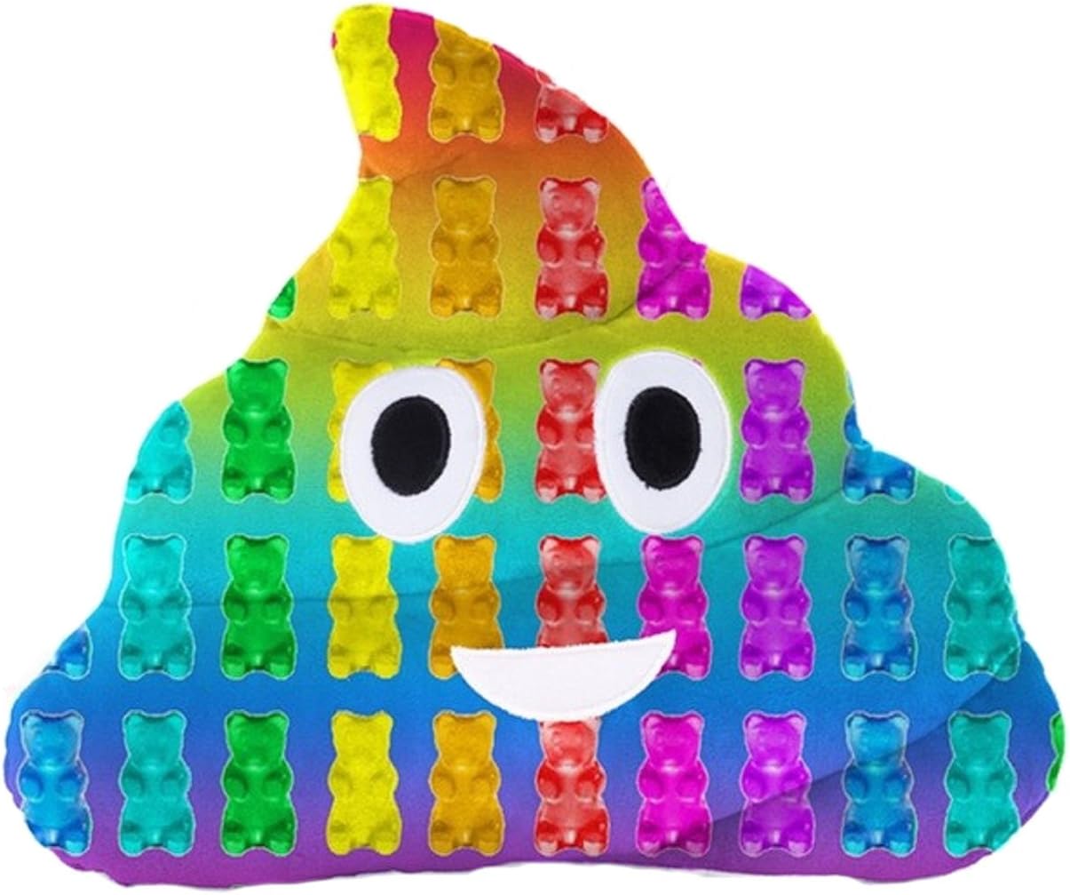 Top Trends Emoji Plush Gummy Bears Print Poop Pillow