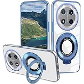 Wousunly Compatible with Honor Magic 7 Lite Case with Magnetic Stand, for Honor X9c Phone Cases Silicone Transparent Accessories Funda Shockproof Luxury Protective Original Cover (Blue)