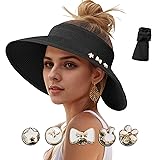 Sun Hats Visor for Women, UV UPF Straw Beach Hat