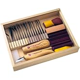 Flexcut Wood Carving Tools | 21 Piece Deluxe Starter Carving Set | Includes 16 Razor Sharp Blades, Cutting Knife, 2 Ergonomic Handles &amp; DVD | 1095 High Carbon Steel Blades | SK108 | Made in the U.S.A.
