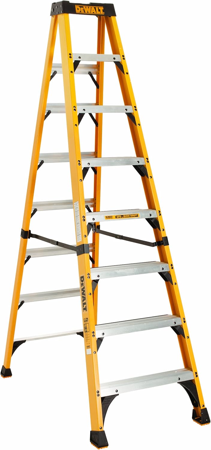 DeWalt DXL3410-08 8-Feet Fiberglass Stepladder Type IAA with 375-Pound Duty Rating, 8-Feet
