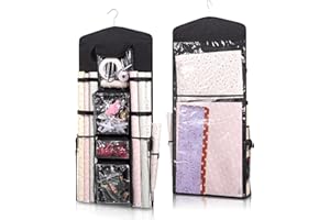 Double Sided Hanging Gift Bag Storage Organizer, Wrapping Paper Storage Container for Christmas Gifts 41 * 17inch Durable Wov