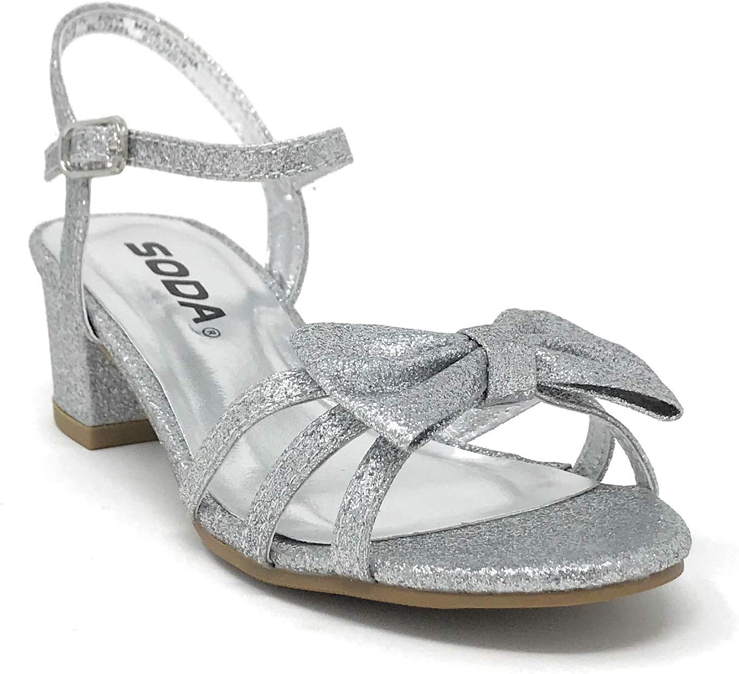 SODA Sarina2 Children's Girl's Open Toe Slingback Block High Heel