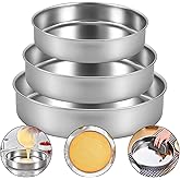 Inqibee Round Stainless Steel Cake Pans Set of 3 (8 inch / 9½ inch / 11 inch), Layer Cake Baking Pan, Perfect for Birthday Wedding Tier Cake, Physics Anti-Stick, Non-Toxic, Dishwasher Safe