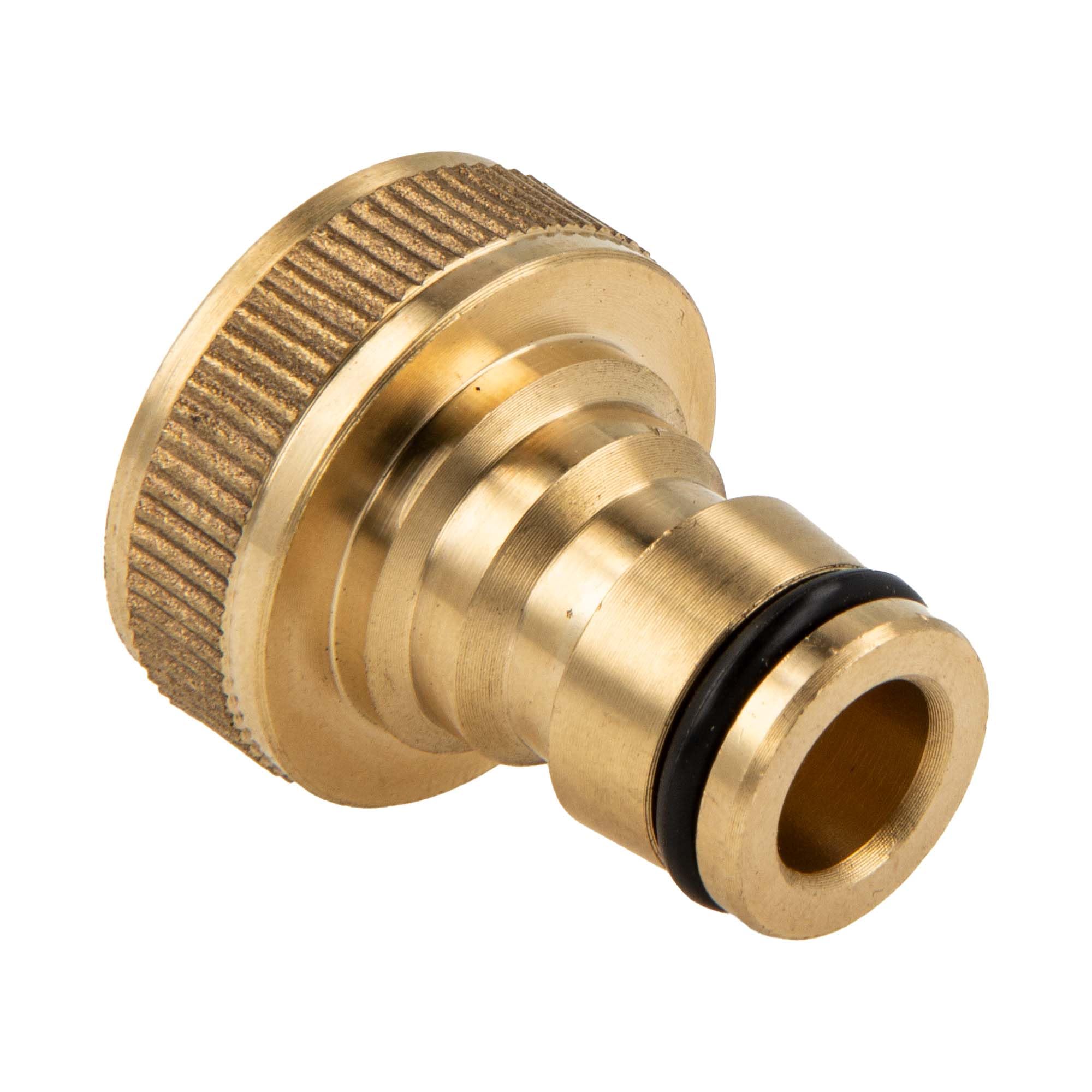 Tecuro Tap Connector with Plug Coupling and 3/4 inch Internal Thread, Bright Brass