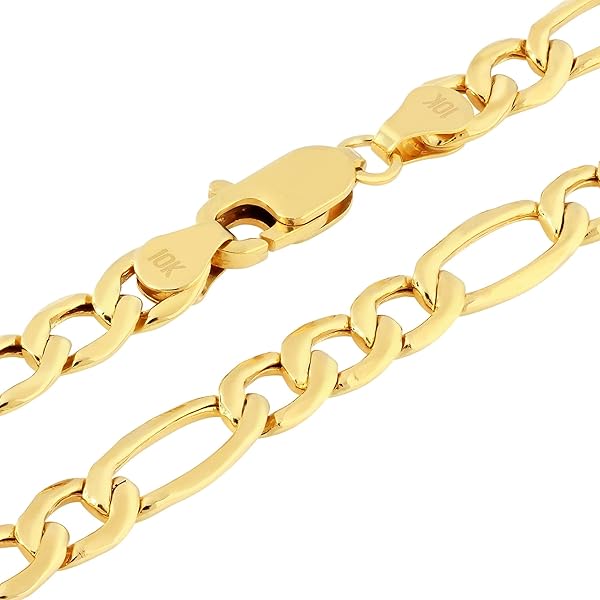 Amazon.com: Nuragold 10k Real Yellow Gold Figaro Link 7mm Chain