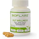 BIOFLARE Gut Wellness, Women’s Probiotics & Mens Probiotics for Gut Health, High Potency Probiotic and Prebiotic for Women & Men with Digestive Enzymes, 10 Billion CFU per 200MG, 60 Vegan Capsules