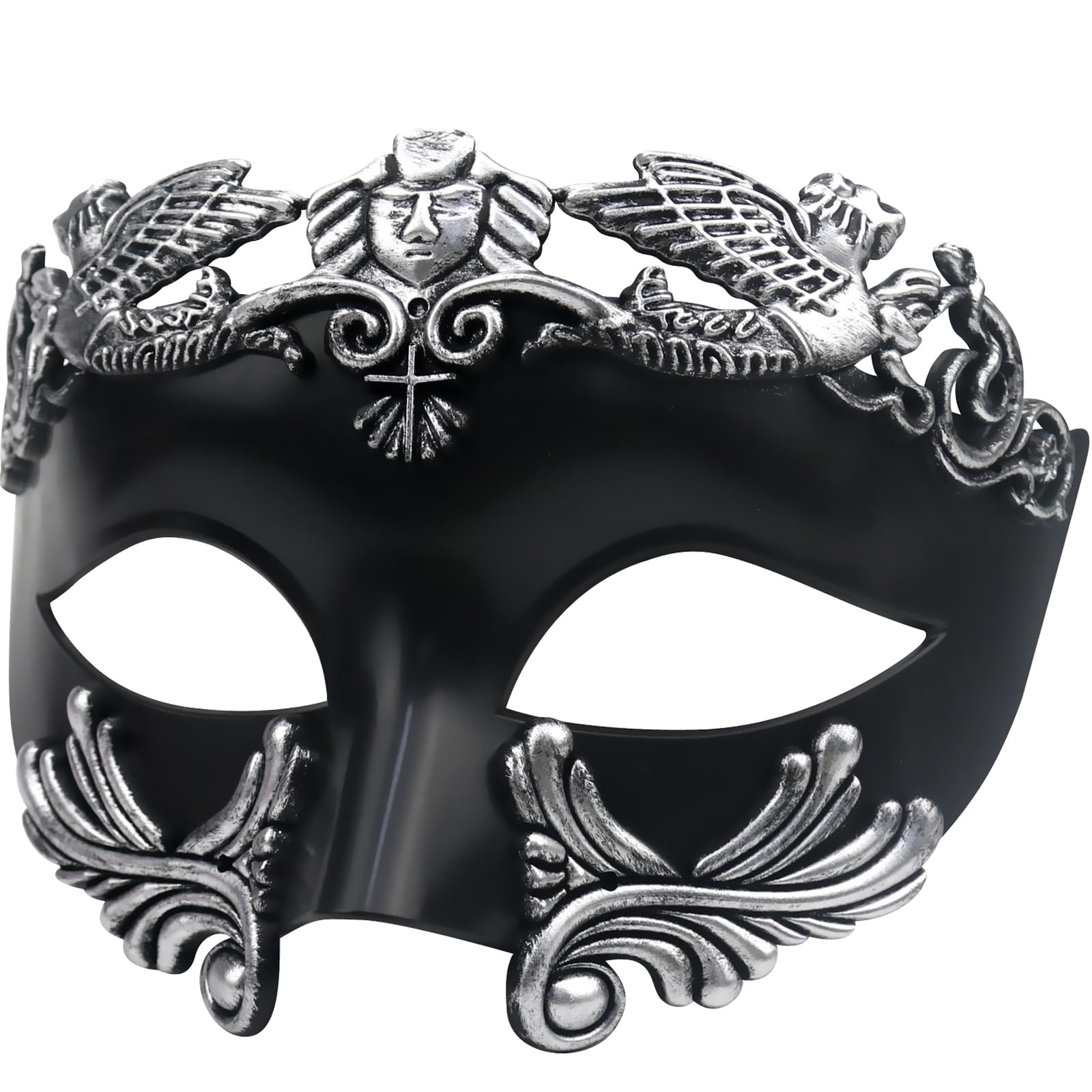 Lilwomen Ancient Greek Spartan Masquerade Mask - Roman & Venetian, Perfect for Mardi Gras, Burlesque or Wedding Balls (B-Silver)