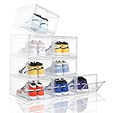 Attelite Clear Shoe Box, Plastic Stackable Shoe