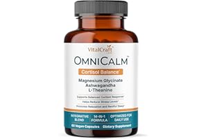 VITALCRAFT LABS OmniCalm Cortisol Supplements for Women & Men | Stress Relief & Sleep Support with Magnesium & Ashwagandha, L Theanine | 14-in-1 Cortisol Reducer, Manager, Detox – USA