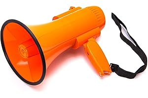 BEMLDY Portable Megaphone Bullhorn 30 watt Power with Built-in Siren/Alarm-Music-Adjustable Volume -Strap Powerful and Lightweight
