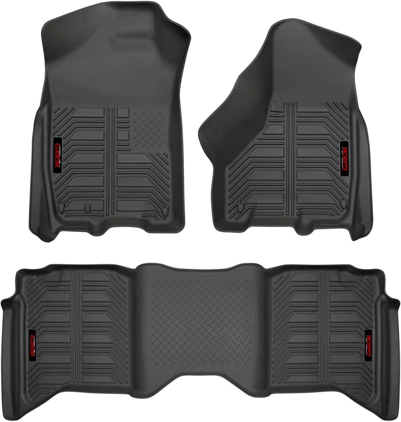 Gator79602 Black Front and 2nd Seat Floor Liners Fits 09-18 Ram 1500 Crew Cab, 10-18 Ram 2500/3500 Crew Cab, 2019-21 Ram 1500 Classic Crew Cab