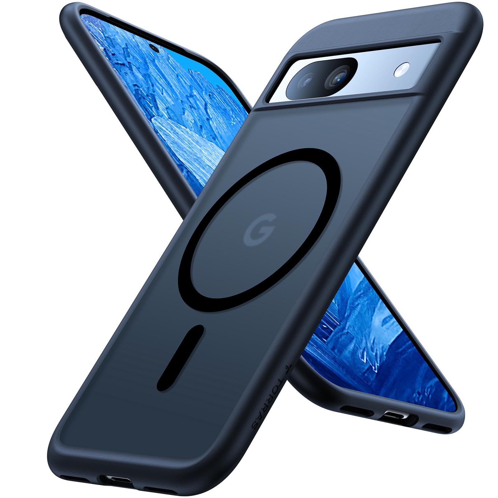 Photo 1 of TORRAS Magnetic Shockproof for Google Pixel 8a Case with Magsafe, [12FT Military Grade Drop Protection][Patent 1800gf Mighty Magnetic], Translucent Slim Protective for Google 8a Case, Obsidian Black