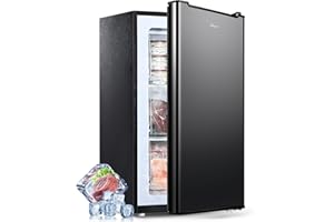 Anypro Upright Freezer 3 Cu.Ft Compact Mini Freezer with Drawers Adjustable Thermostat Small Deep Freezer Single Door Standing Freezer Rapid Cooling Chest Freezer for Office/Dorm/Garage/Back to School