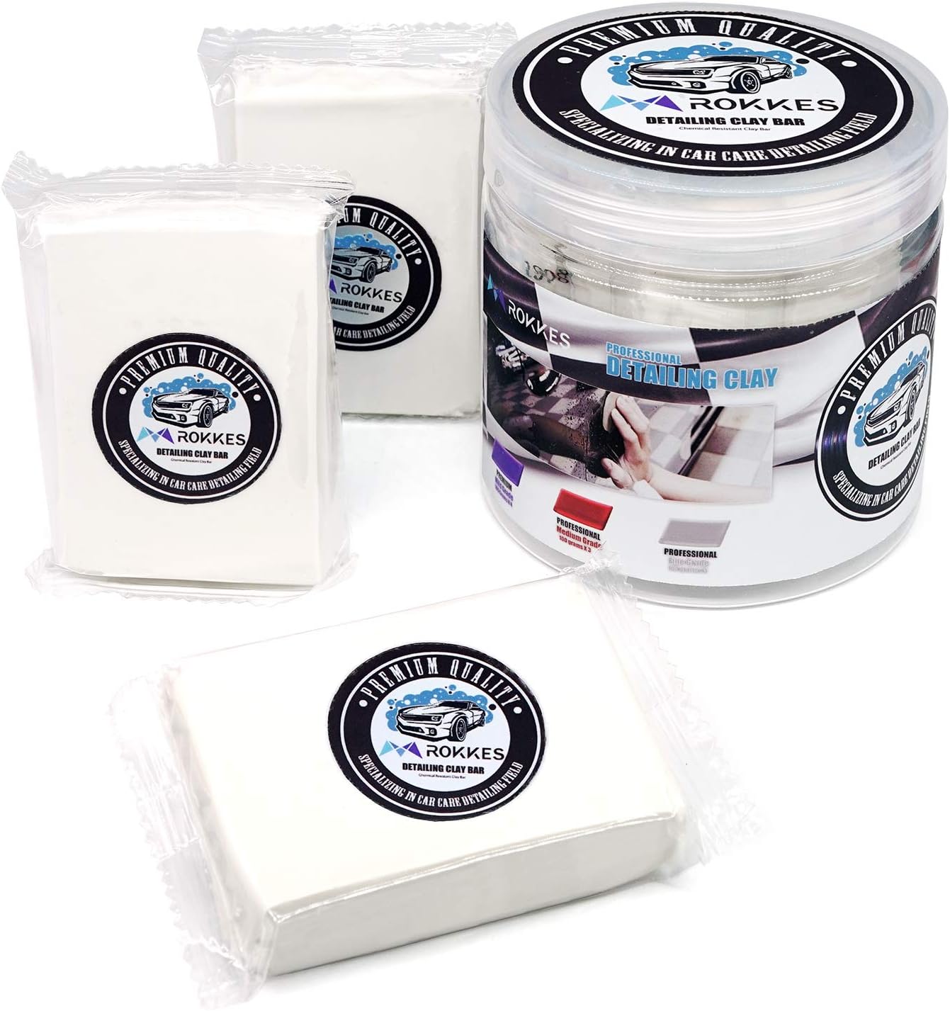 ROKKES Car Detailing Clay Bar Professional 3 Block x100g Fine Grade,White Magic