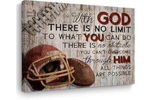 TBT Football Gifts Stuff Religious Football Canvas Wall Art Wall Decor Inspirational Boys Men Room Rustic Framed Posters Art Prints Artwork Pictures for Footballs Lovers Coach Gym Home Farmhouse Bedroom