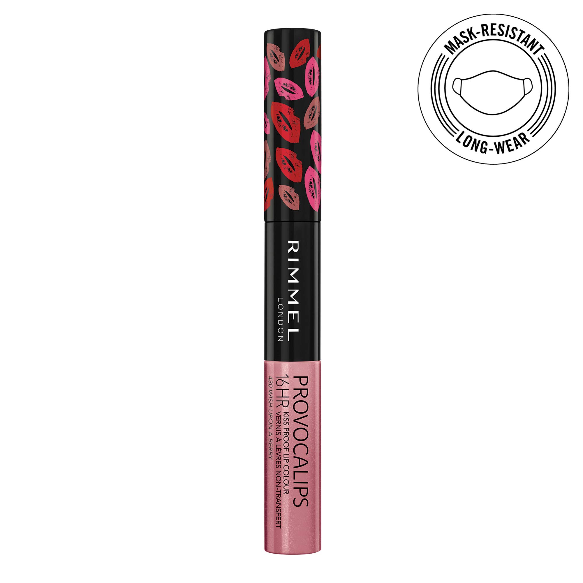Rimmel London Provocalips 16hr Kiss-Proof Lip Color - Two-Step Liquid Lipstick to Lock in Color and Shine - 430 Wish Upon A Berry, .14 fl.oz.