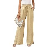 GraceSelect Womens Flowy Wide Leg Pants, 2026 Summer Beach Pants High Waist Drawstring Trousers Travel Vacation Outfits
