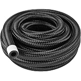 6AN 10 Ft Fuel Line Hose Stainless Steel Nylon Braided Oil Gas Fuel Line Hose 11/32 Inch Inside Diameter Suitable for Fuel Systems Engines Tube Hose - Black