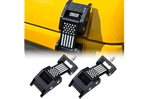 ASLONG 2PCS Hood Latches, Aluminum Hood Catch kit with U.S Flag Style Compatible with Jeep Wrangler JK JKU 2007-2018 & 2018-2025 Jeep Wrangler JL JLU Gladiator JT