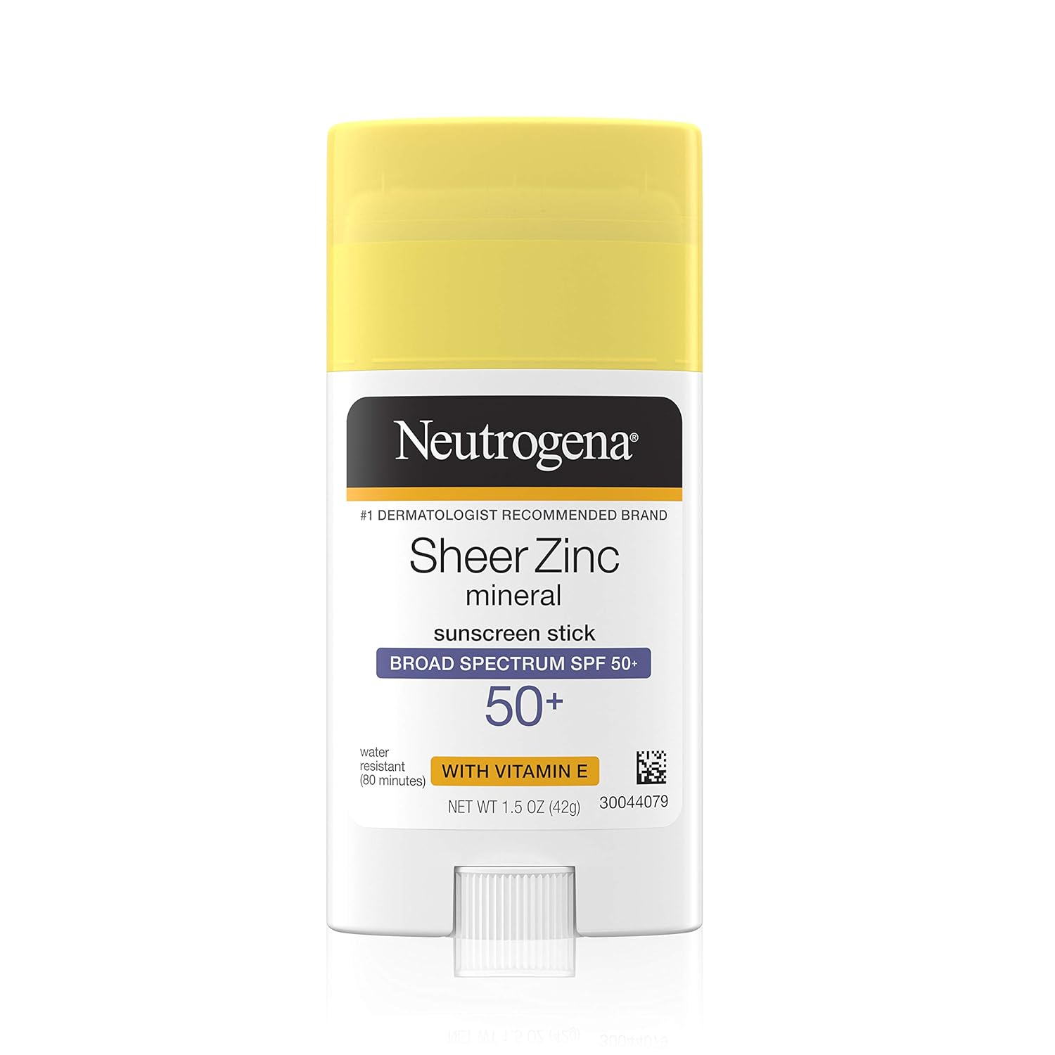 Neutrogena Sheer Zinc Oxide Mineral Sunscreen Stick with Vitamin E, Broad Spectrum SPF 50+ & UVA/UVB Protection, Water Resistant & Residue-Free Application, Paraben-Free, Dye-Free, 1.5 oz