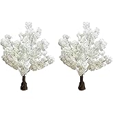 Artificial Cherry Blossom Tree 3.6ft –2 Pack White Faux Cherry Tree for Wedding Backdrop, Party Decoration, Home Living Room, Office Table, Indoor Floral Display