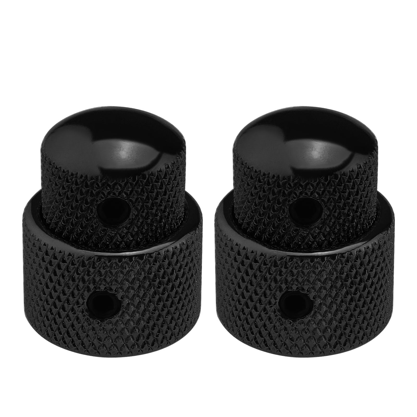 The Lord of the Tools 2pcs Guitar Dual Layer Concentric Control Knobs Electric Guitar Metal Volume Knob Potentiometer Cap Guitar Double Layer Metal Knob Cap Volume Knob Cover, Black