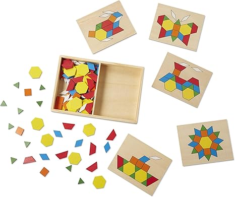 wooden pattern blocks and boards