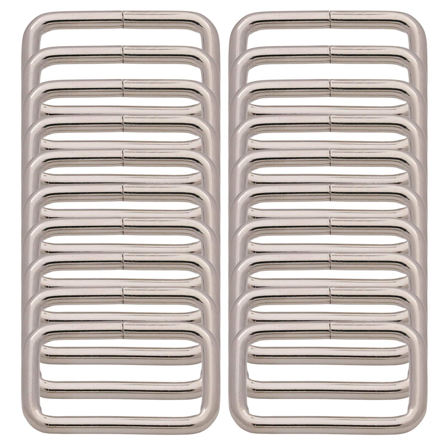 BIKICOCO Metal Rectangle Ring Buckles Square Strap Webbing Belt Rings for Bag Purse Non Welded 1-1/4 x 5/8 Inch, Silver, Pack of 20 — image 1