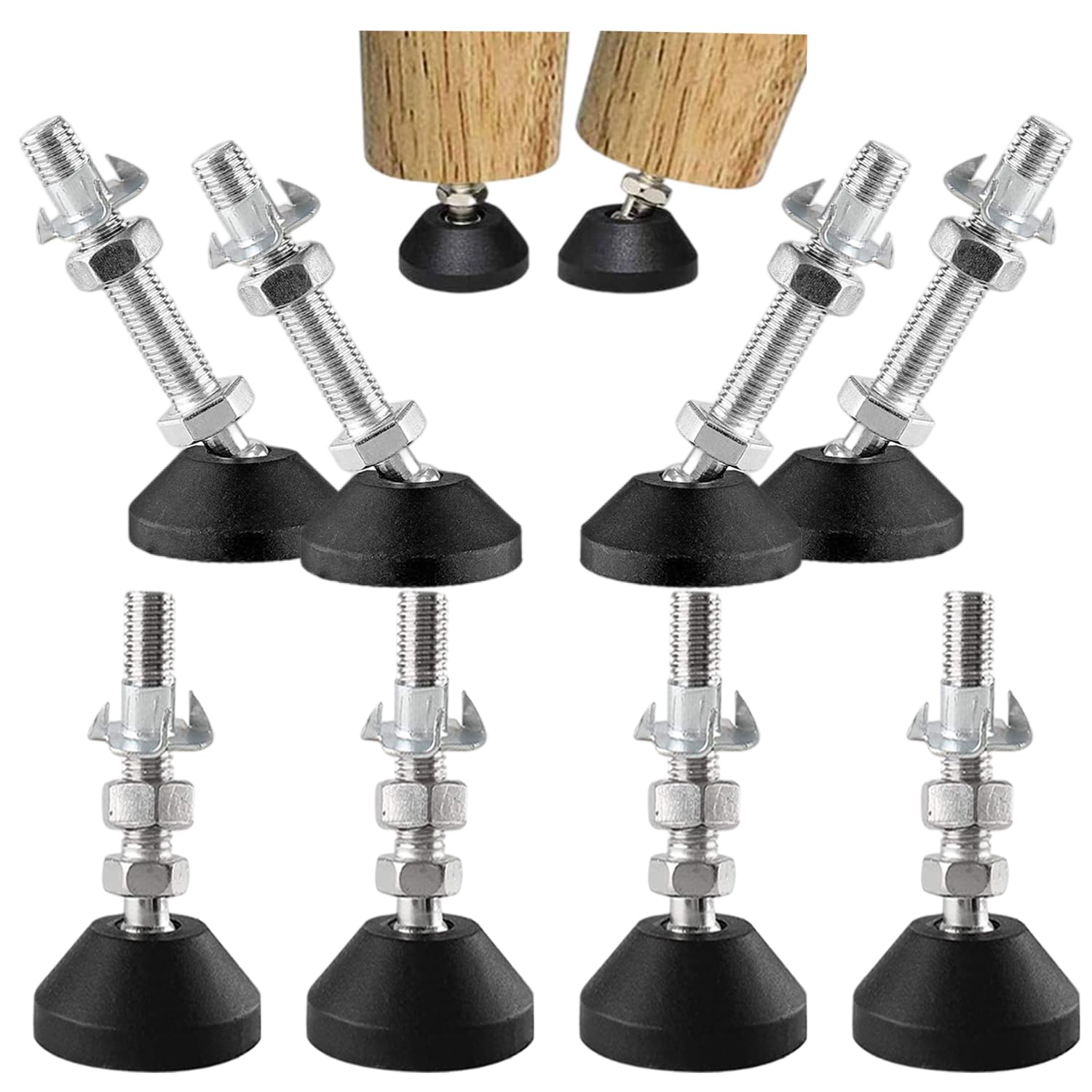 Uni-Fine 8Pcs levelling feet, M10*100*Ø40mm diameter, can withstand 450 kg, adjustable feet, height adjustable, adjustable furniture feet, height-adjustable feet for furniture — image 1