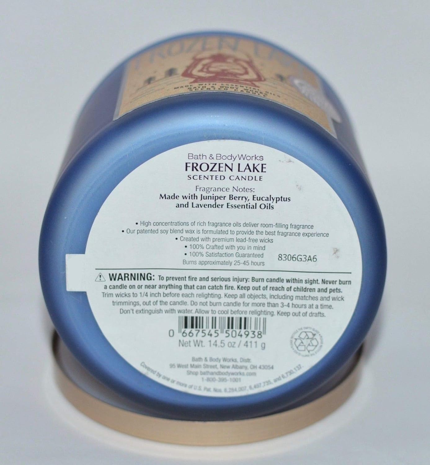 Amazon Com Bath Body Works Frozen Lake Candle Large 3 Wick 14 5 Ounce Blue Glass Home Kitchen