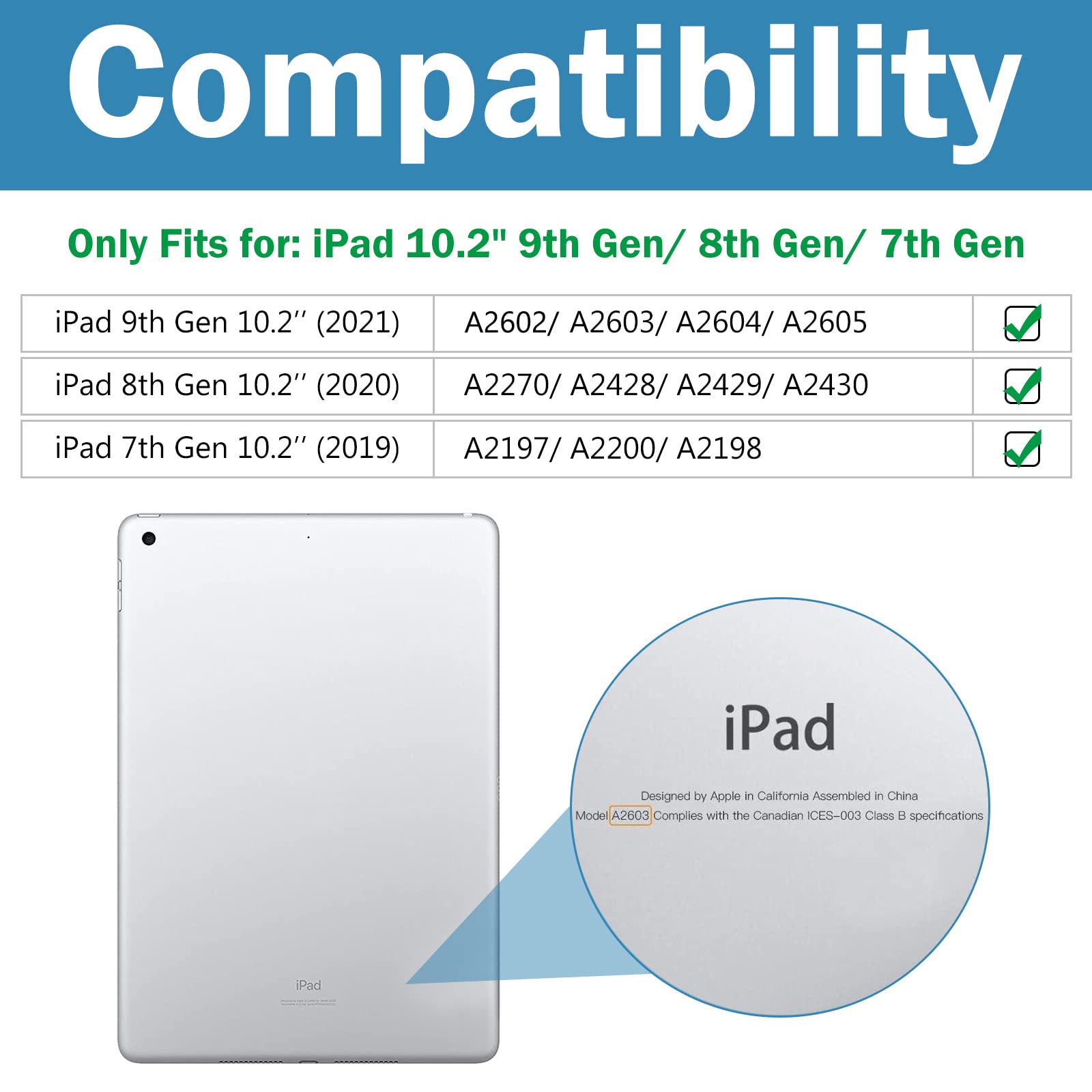 ProCase iPad 10.2 Case 2021 9th Gen/ 2020 8th Gen/ 2019 7th Gen Case with Tempered Glass Screen Protector, Slim Stand Hard Shell Protective Smart Cover for 10.2” iPad 9th/8th/7th Generation -Black