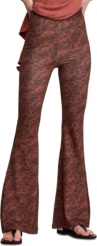 Free People Womens Floral Flare Wide Leg Pants Brown Xs At Amazon Women S Clothing Store