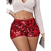 Women's Sequin High Waist Shorts Sparkly Clubwear Hot Pants for Festival, Party, Dance