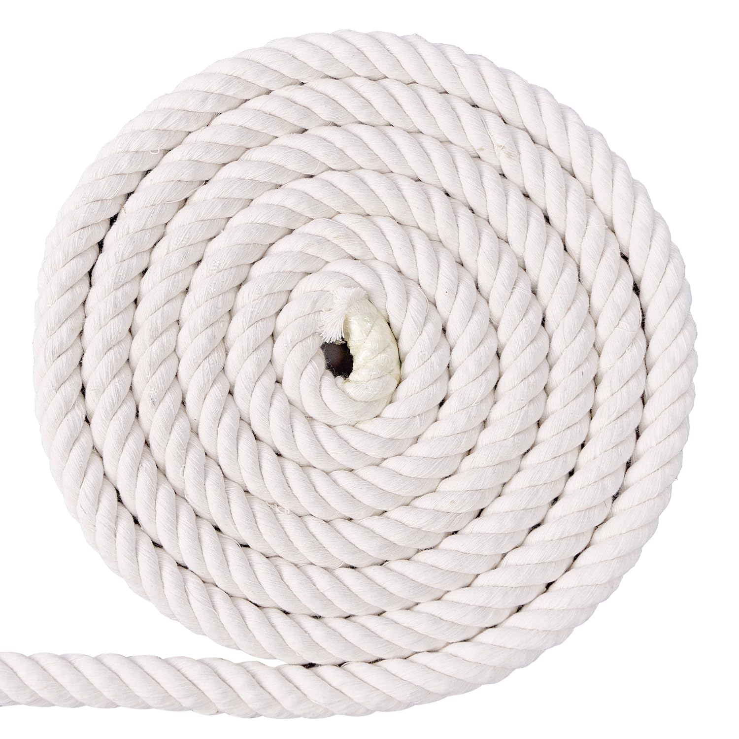 XINSHUNCAN Cotton Rope 20mm 5M,Natural White Thick 4 Strand Twisted Cotton Rope for DIY Craft,Wall Hanging,Plant Hangers,Macrame,Gardening,Knotting Decorative Projects