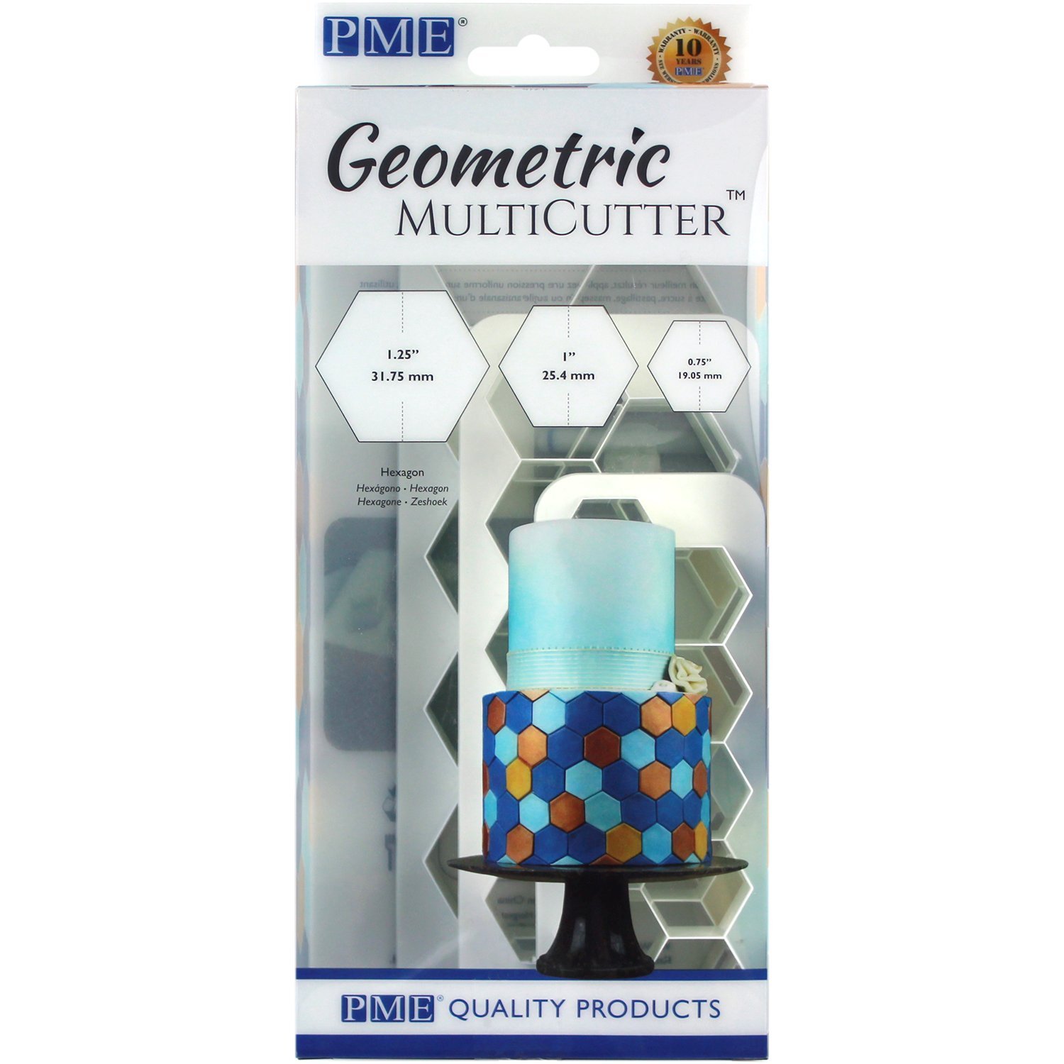 PME GMC104 Geometric MultiCutters for Cake Design - Hexagon - Small, Medium & Large Size, Set of 3, White