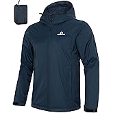 Pioneer Camp Men's Rain Jacket Waterproof with Hood Lightweight Packable Raincoat Rain Shell for Outdoor Hiking Travel