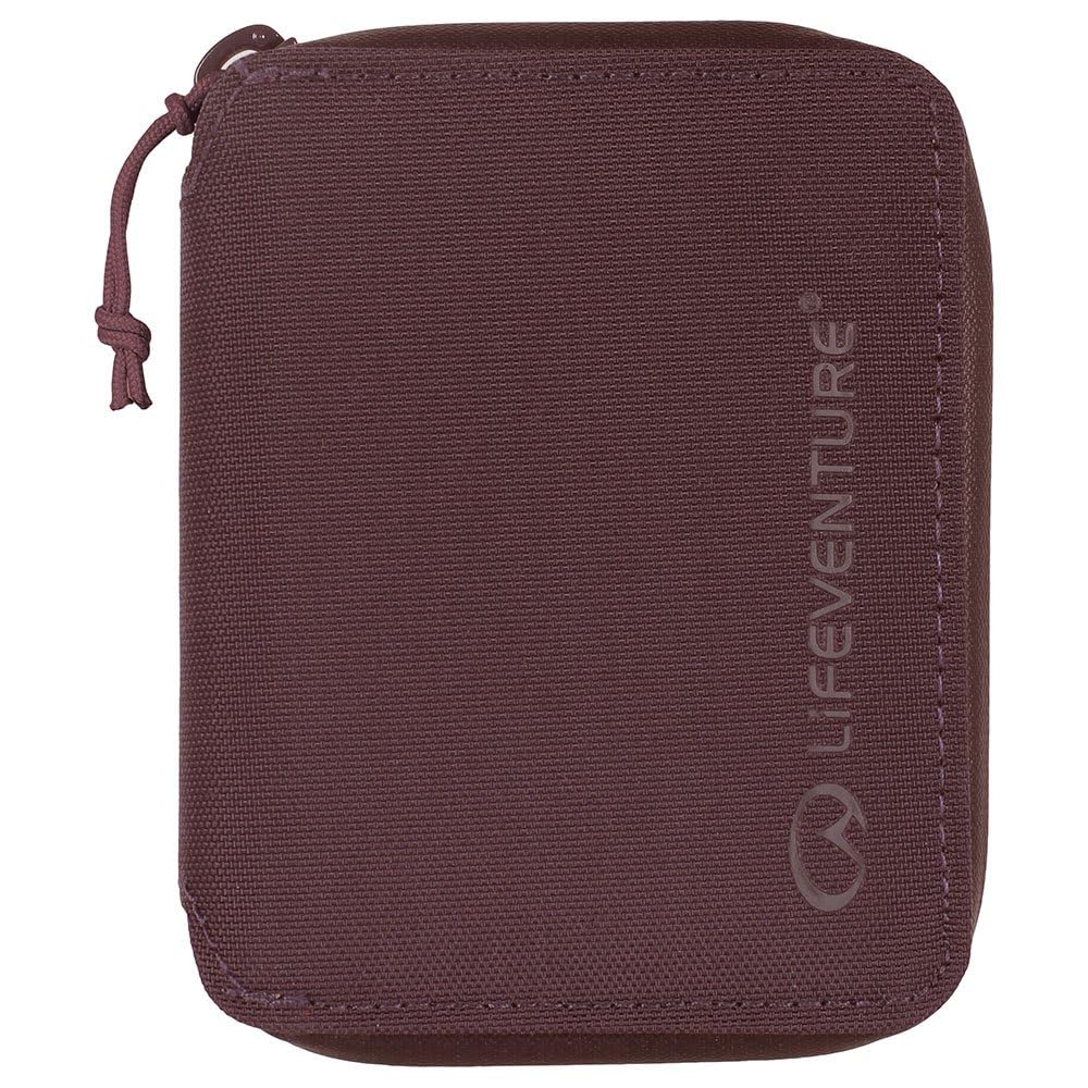 Lifeventure RFID Blocking Bifold Wallet | Slim, Eco-Friendly Recycled Nylon Wallet for Travel | 6 Card Slots, Note Pocket, ID Window & Zip Coin Pouch, Plum