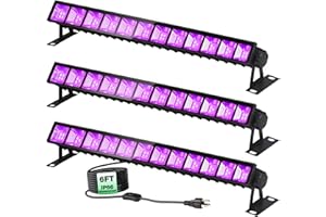 NEWREACH 3 Pack Waterproof 36W Blacklight Bar, IP66 40 LED Black Light with 6FT Cord for Glow in The Dark, Portable Blacklights for Fluorescent Party Halloween Birthday Bedroom Poster Wedding