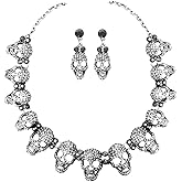 chaoyite Exaggerated Halloween Costume Jewelry Punk Necklace Earrings Jewelry Sets Gothic Skull Bone Chain Choker Necklace for Women Personalized Skeleton Head Vintage Accessories #1707