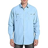 NOMINATE Mens Long Sleeve Fishing Shirts UPF 50+ UV Protection Sun Shirts Quick Drying Hiking Lightweight