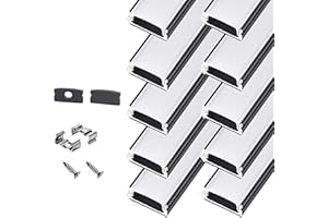 StarlandLed Black 10 Pack 1Meter/3.3ft LED Channels and Diffusers with End Caps and Mounting Clips for LED Flexible Light Str