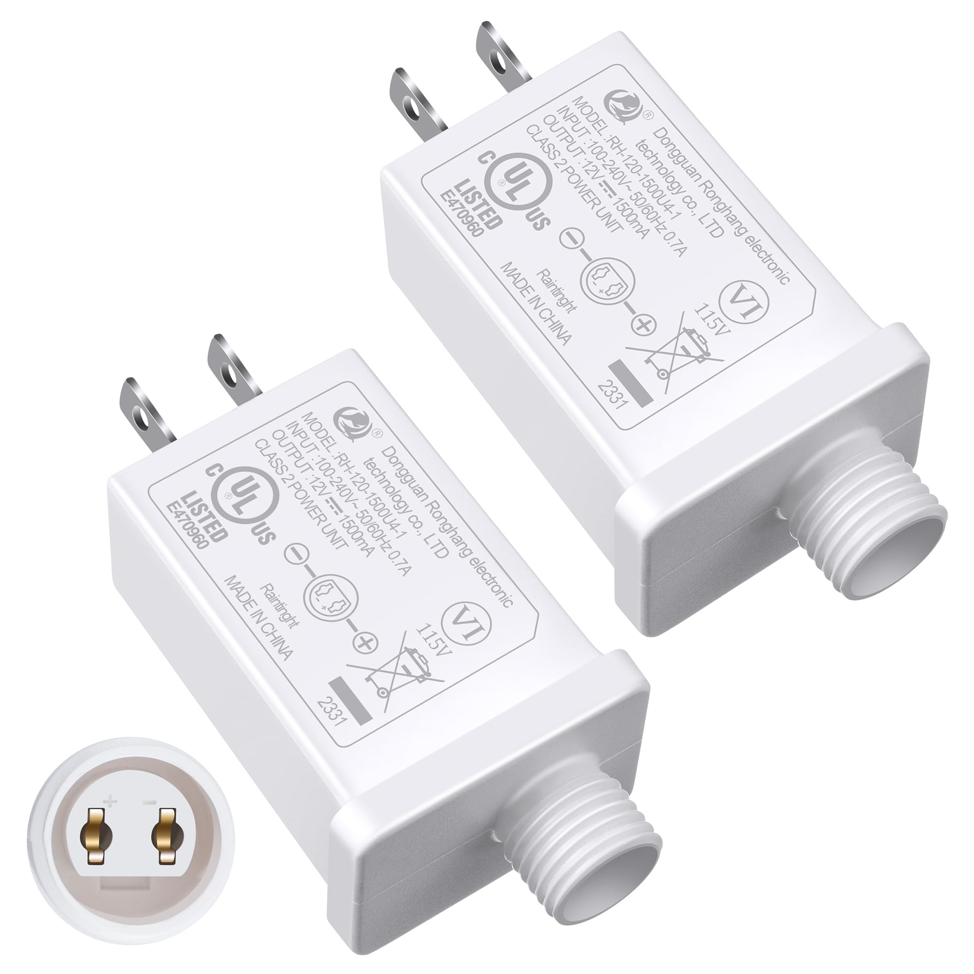 Photo 1 of 2 Pack 12V 1.5A Inflatable Power Adapter, Class 2 Power Supply Yard Inflatable Replacement Plug for Christmas Inflatables Outdoor Decorations, Supply Adaptor for Xmas Tree Lights