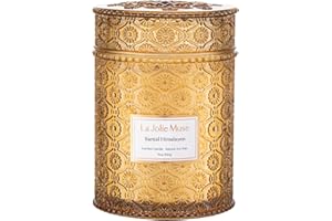 LA JOLIE MUSE Santal Himalayen Candle - Sandalwood, Fig & Amber |19 oz Large Wooden Wick Candle | Natural Soy Wax | 90 Hours Clean Burn | Gift-Ready for Hosts & Gatherings | Elegant Home Décor