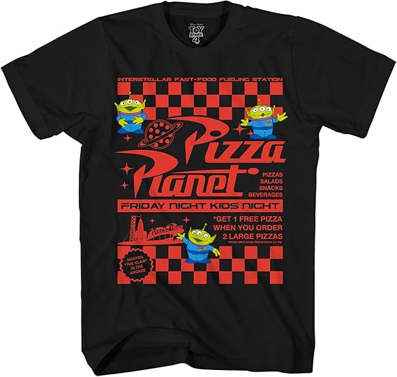 Amazon ディズニー ピクサー トイストーリー ピザプラネット テイクアウト フライヤー ディズニーランド ワールド Tシャツ ファニーユーモア メンズ グラフィックtシャツ Tシャツ カットソー 通販