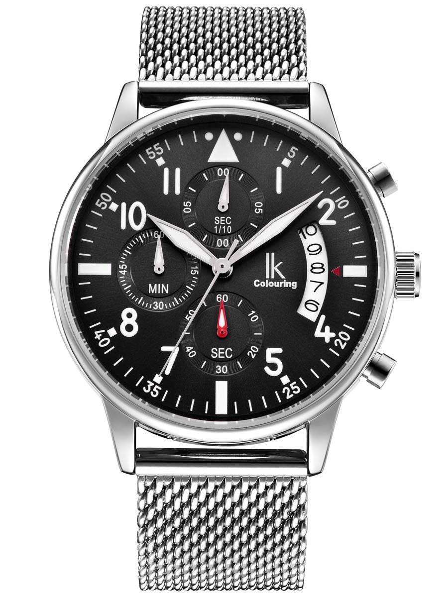 Alienwork Unisex Watch Men Women Watches for Boys Ladies Mesh Strap Date