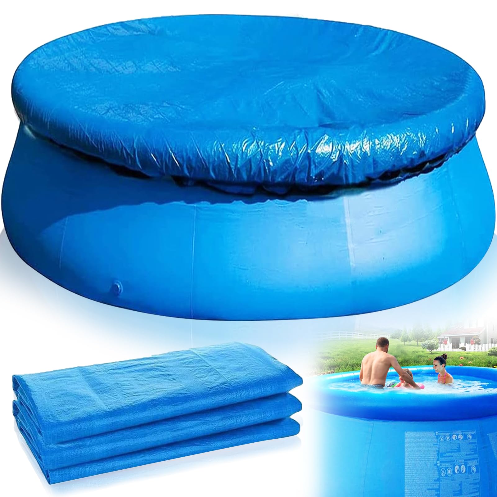 Pool Cover, 6FT Round Swimming Pool Cover for Above Ground Pools Waterproof Dustproof Protector for Round Inflatable Family Pool