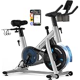 MERACH Exercise Bike, Magnetic Friction Stationary Bike for Home with APP | Low Noise Indoor Cycling Spin Bike with 300lbs Weight Capacity, Adjustable Seat &amp; Handlebars, Fitness Courses for Weight Loss